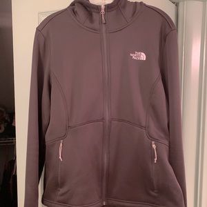 North face fleece lined, zip up, jacket.